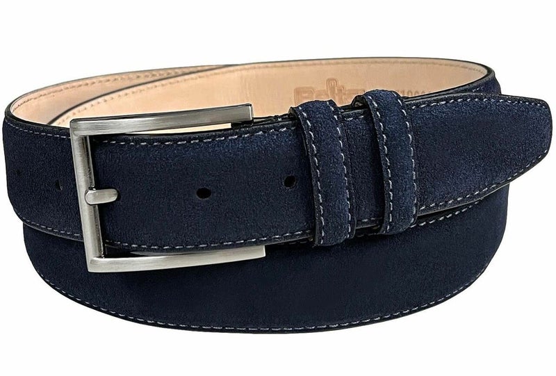 Belts.com 19000 Men's Suede Belt Genuine Leather Casual Dress Belt 1-3/8"(35mm) Wide (Navy, 34) - Image 1